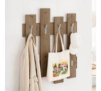 Decortie Wave' Modern Coat Rack Wall-Mounted 8 Hooks 64x81cm in Brown | Size: 1 Pack Decortie Brown 1 Pack