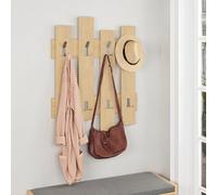 Decortie Wall Mounted Coat Rack With 8 Metal Hooks 4X64X81Cm Oak, Cream