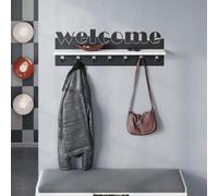 Decortie 'Welcome' Wall-Mounted Coat Hanger Shelf 7 Hooks 86cm in White | Size: 1 Pack Decortie White 1 Pack