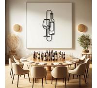 Decortie Wine Bottle and Glass Minimalist Metal Line Art Wall Decor 96 cm - Metal - Black