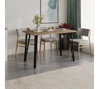 Decortie Xana Compact Rectangular Dining Table 4 Seater, Black Plastic 4-Legs Kitchen Table Dining Room 120X77.5Cm Natural Oak