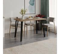 Decortie Xana Compact Rectangular Dining Table 4 Seater, Black Plastic 4-Legs Kitchen Table Dining Room 120X77.5Cm Natural Oak