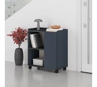 Decortie Modern Zeo Sideboard Cabinet 70X40X80Cm 1 Door Storage 4 Compartments With 4 Heels Navy Blue, Black Room, Office
