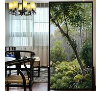Decortive Window Film Privacy Forest Creek Landscape Oil Painting Static Cling Window Stickers No Glue Window Tint 68x120cm(26.5" x47.2)
