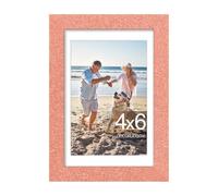 decorUhome 4x6 Picture Frame Fits 3.5x5 Photos with Mat | Rainbow Glitter Orange Engineered Wood 4x6 Photo Frame with High Definition Plexiglass Cover for Wall or Tabletop, 1 Pack