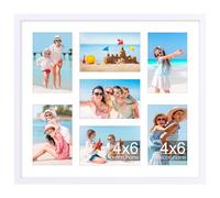 decorUhome 7 4x6 Picture frames Collage Wall Decor with Mat, P061517WT | White 15x17 Collage Picture Frame, Fits Seven 4x6 Photos with Mat for Wall Mounting, 1 Pack