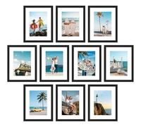 decorUhome 8x10 Picture Frame Set of 10, Display Photos 5x7 with Mat or 8x10 Unmatted for Picture Frames Collage Wall Decor, Black