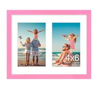 decorUhome 8x10 Picture Frames Collage Wall Decor, Display 2Pcs 4x6 Photos with Mat or 1Pcs 8x10 Unmatted, 2 4x6 Collage Picture Frames for Wall Mounting, Pink