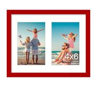 decorUhome 8x10 Picture Frames Collage Wall Decor, Display 2Pcs 4x6 Photos with Mat or 1Pcs 8x10 Unmatted, 2 4x6 Collage Picture Frames for Wall Mounting, Red