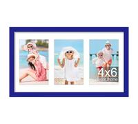 decorUhome 8x14 Picture Frames Collage Wall Decor, Display 3Pcs 4x6 Photos with Mat or 1Pcs 8x14 Unmatted, 3 4x6 Collage Picture Frames for Wall Mounting, Royal Blue