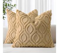 decorUhome Set of 2 Faux Fur Cushion Covers 65x65 cm, Decorative Soft Plush Fluffy Velvet Cushion Cover 26X26 Inch, Square Boho Neutral Pillow case for Sofa, Taupe