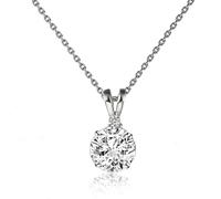 Decorum Elegant Solid Sterling Silver 925 (Not Plated) and AAA Crystal, Two Stone Necklace. Chain 16-18-20 inch Adjustable. Quality Box.