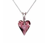 Decorum New Promo Price 3D Quality Antique Quality Pink Wild Heart Crystal Pendant and Solid Sterling Silver 925. 16-18-20inch Adjustable Chain Necklace. Quality. Boxed.