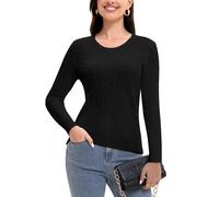 Decorus Cable Knit Jumper Women - Women's Jumpers Long Sleeve Sweater Top Black: Ladies Crew Neck Casual Sweater