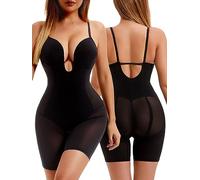 Decorus Women's Low Back Full Deep Plunge Strapless Bodysuit Mid Thigh Backless Shapewear Tummy Control Shaping Body Shaper