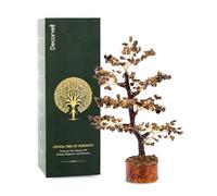DECORVELL Tiger Eye Crystal Tree - Tree of Life with Healing Crystals, Chakra Tree, Gemstones, and Crystals. This Crystal Bonsai Tree promotes positive energy, perfect addition to home décor