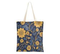 decoryou Art Floral Ethnic Gold Blue Canvas Tote Bags Bulk | Canvas Totes For Women Canvas Totes Bulk For Female Friends Reusable Tote Bags