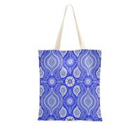 decoryou Ethnic Blue Paisley Mandala Pattern Canvas Tote | Canvas Totes For Women Canvas Bags Bulk For Female Friends DIY Tote Bag