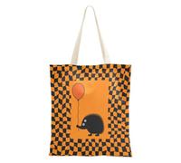 decoryou Funny Porcupine Balloon Orange and Black Canvas Tote Bag Bulk | Womens Canvas Tote Bag Bulk Totes For Lady Cloth Bags