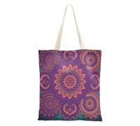 decoryou Purple Orange Boho Mandala Pattern Canvas Tote | Womens Canvas Tote Bag Tote Bags Bulk For Female Friends Canvas Reusable Grocery Bags
