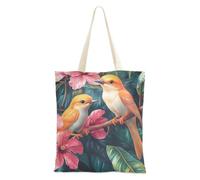 decoryou Tropical Flower Leaves Orange Swiftlets Birds Tote Bags Bulk | Canvas Tote Bag With Pockets Canvas Bags Bulk For Female Friends Canvas Bags For Crafts