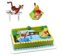 DecoSet® Winnie the Pooh Piglet & Tigger Hunny Raindrops Cake Decorations, 2-Piece Set with Bear and Pig Figurines, Birthday Topper for Fun After the Party