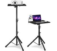 DECOSIS Projector Stand with Enlarged Tray (20"x16"), Laptop Tripod Stand Adjustable From 22" to 46.5" with Gooseneck Phone Holder for Office, Home, Stage, Studio, DJ Racks Musical Instruments