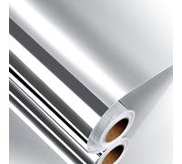 Decotalk Adhesive Film for Furniture Silver Mirror Effect 60X500 cm Modern Metallic PVC Plastic Vinyl Mirror Reflective Decorative for Kitchen Wardrobe Door Waterproof