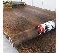 Decotalk Brown Wood Contact Paper Large Self Adhesive Wallpaper Peel and Stick Wood Grain Wallpaper Textured Rustic Decorative 30 x 120 inch for Dining Room Living Room Country Wall Decor Removable