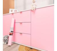Decotalk Pink Wallpaper Peel and Stick 40X500cm Thick Self Adhesive Wallpaper Pink Super Soft Waterproof Vinyl Film Thick Furniture Sticker Roll for Dressing Table Cabinet Girls Bedroom Playroom Wall