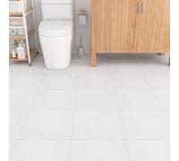 Decotalk Vinyl Floor, Self-Adhesive White PVC Flooring, 30 x 30 cm, Pack of 15 Floor Tiles, Self-Adhesive Waterproof Floor Stickers, Non-Slip Floor Tiles, Tile Stickers for Kitchen, Bathroom, Bedroom