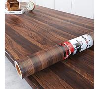 Decotalk Walnut Wood Contact Paper, 17.7"x120", Brown, Rustic Wood Grain Peel and Stick Wallpaper for Cabinets, Removable Vinyl Wrap