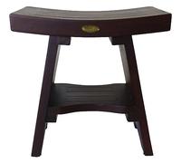 Decoteak Serenity 18" Eastern Style Teak Shower Bench Stool With Shelf 1 18" Length x 12" Depth x 18" Height Brown