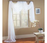 Decotex 1 Piece Hotel Quality Pure White Sheer Voile Window Scarf Valance 55" X 216"