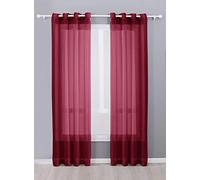 Decotex 2 Piece Sheer Voile Grommet Top Window Curtain Panel Drapes (54" X 63", Burgundy)