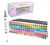 Decotime 120 Dual-Tip Aqua Markers, XXL Stackable Deco Tray - Watercolour Brush Pens Set - Non Toxic for Kids 3+ - Professional Colouring Pens for Art & Illustration - Fine & Brush Tips