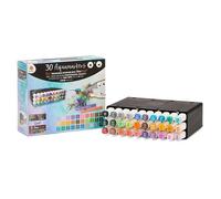 Decotime 30 Dual-Tip Aqua Markers, Stackable Deco Tray - Watercolour Brush Pens Set - Non Toxic for Kids 3+ - Professional Colouring Pens for Art & Illustration - Fine & Brush Tips for Precise Control