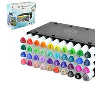Decotime 40 Dual-Tip Aqua Markers, Stackable Deco Tray - Watercolour Brush Pens Set - Non Toxic for Kids 3+ - Professional Colouring Pens for Art & Illustration - Fine & Brush Tips for Precise Control