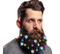 DecoTiny Upgraded Lighting Up Beard Lights Ornaments, 8 Pcs Beard Lights and 12 Pcs Colorful Sounding Jingle Bells, Great Christmas and New Year Gift for Husband