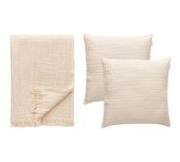 Decotique Crinkle Cushion & Throw Set Beige