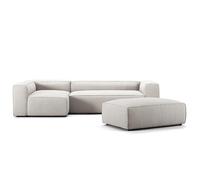 Decotique Grand 4-Seater Sofa Divan Open End With Footstool Left Moonwhite