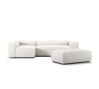 Decotique Grand 4-Seater Sofa Divan Open End With Footstool Left Steam/ White