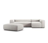 Decotique Grand 4-Seater Sofa Divan Open End With Footstool Right Moonwhite