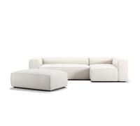 Decotique Grand 4-Seater Sofa Divan Open End With Footstool Right Steam/ White