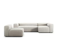 Decotique - Grand 4 Seater Sofa Divan Right With Armchair, Moon White - Moon White