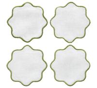 Decotique - La Tavola Coaster 10x10 cm, White / Green - White
