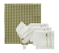 Decotique La Tavola & Oliva Textile Set 4 Napkins + 1 Tablecloth Olive/Green