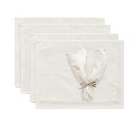 Decotique - Sienna Textile Set 4 Placemats + 4 Napkins, White - White