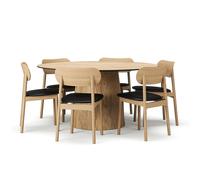 Decotique - Social/Elephant Table Set 150 cm, Natural Oak / Black Leather - Oak