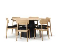 Decotique - Social/Elephant Table Set 150 cm, Natural Oak / Black Oak / Black Leather - Oak